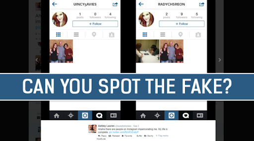 A fake profile vs A real profile A screenshoted image showing comparison between a fake and a real profile