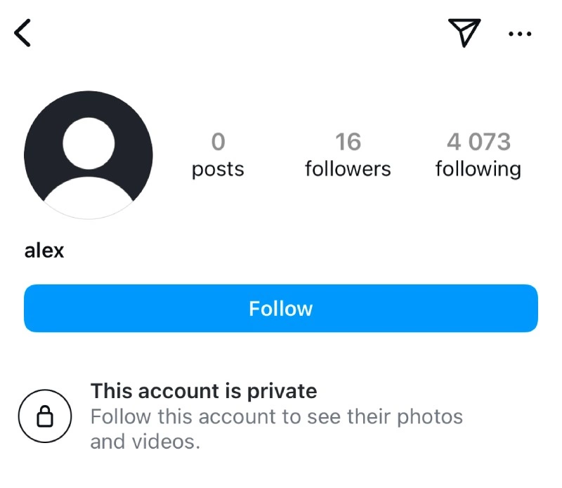 A fake profile with no profIle picture and no followers